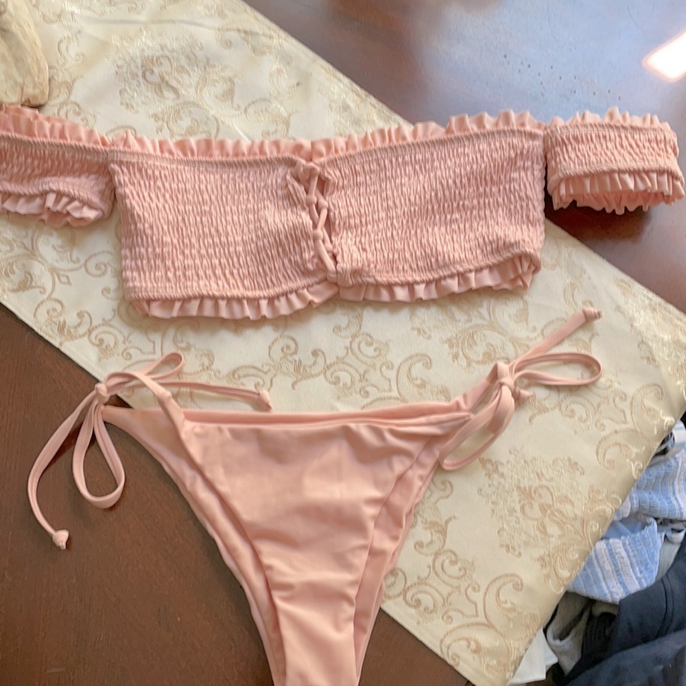 Pink tube bikini